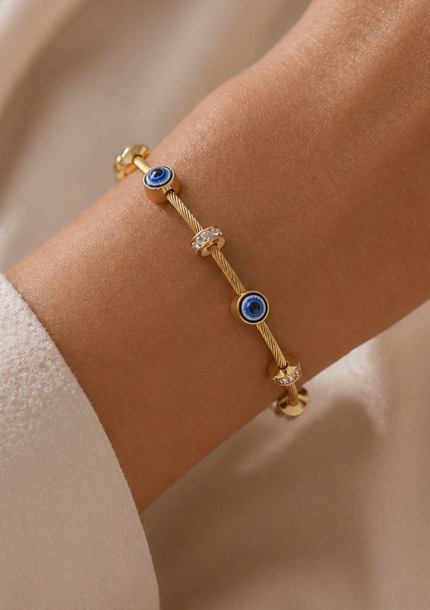 Bracelet Œil Doré Luxe | Protection & Énergie