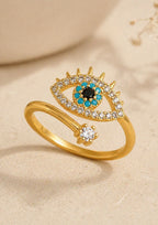Bague Œil Protecteur Or & Zircon | Anti Mauvais Œil