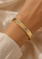 Bracelet Manchette Œil Doré | Protection & Luxe
