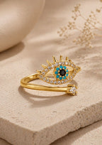 Bague Œil Protecteur Or & Zircon | Anti Mauvais Œil