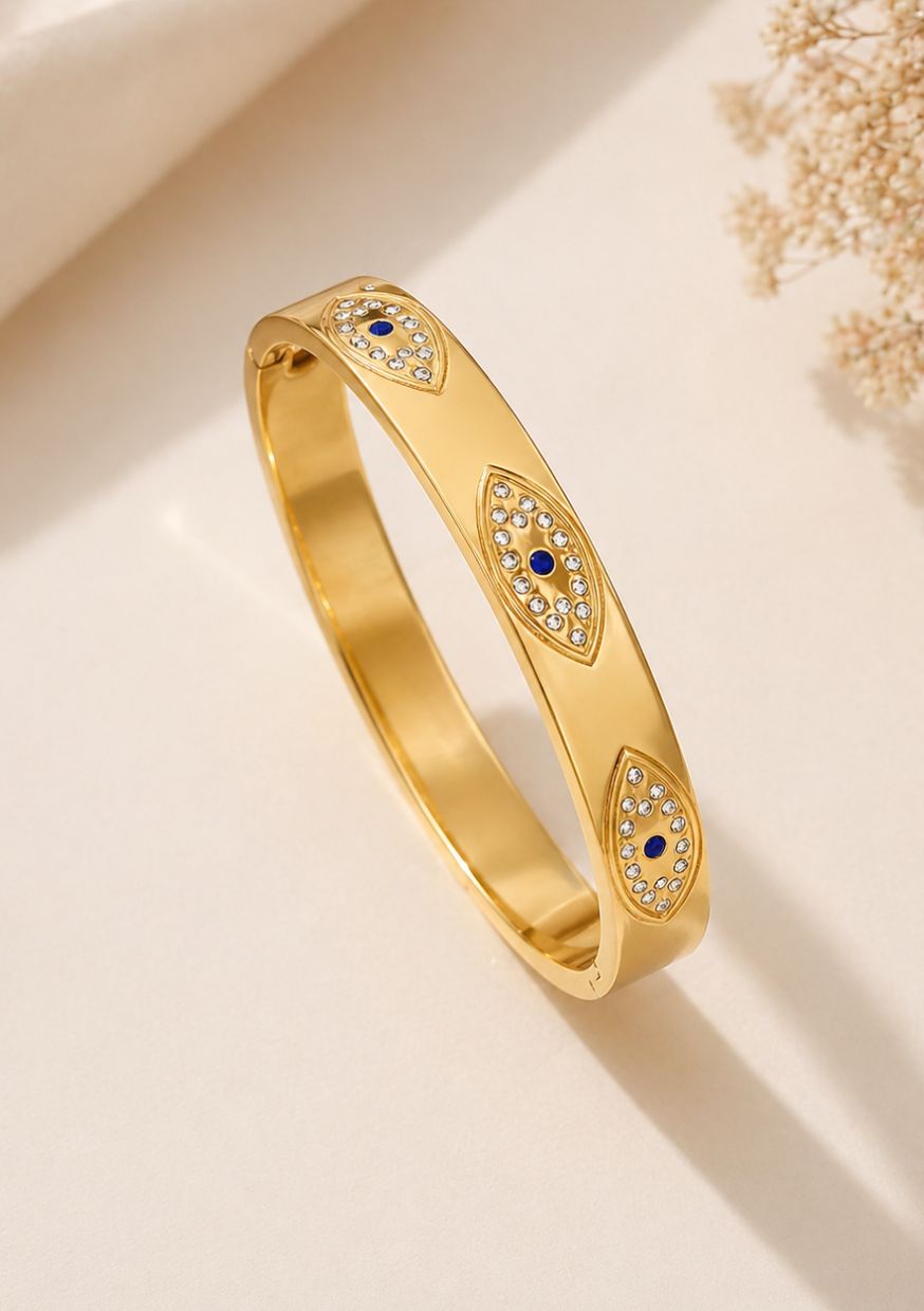 Bracelet Manchette Œil Doré | Protection & Luxe
