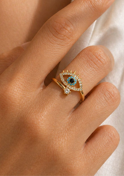 Bague Œil Protecteur Or & Zircon | Anti Mauvais Œil