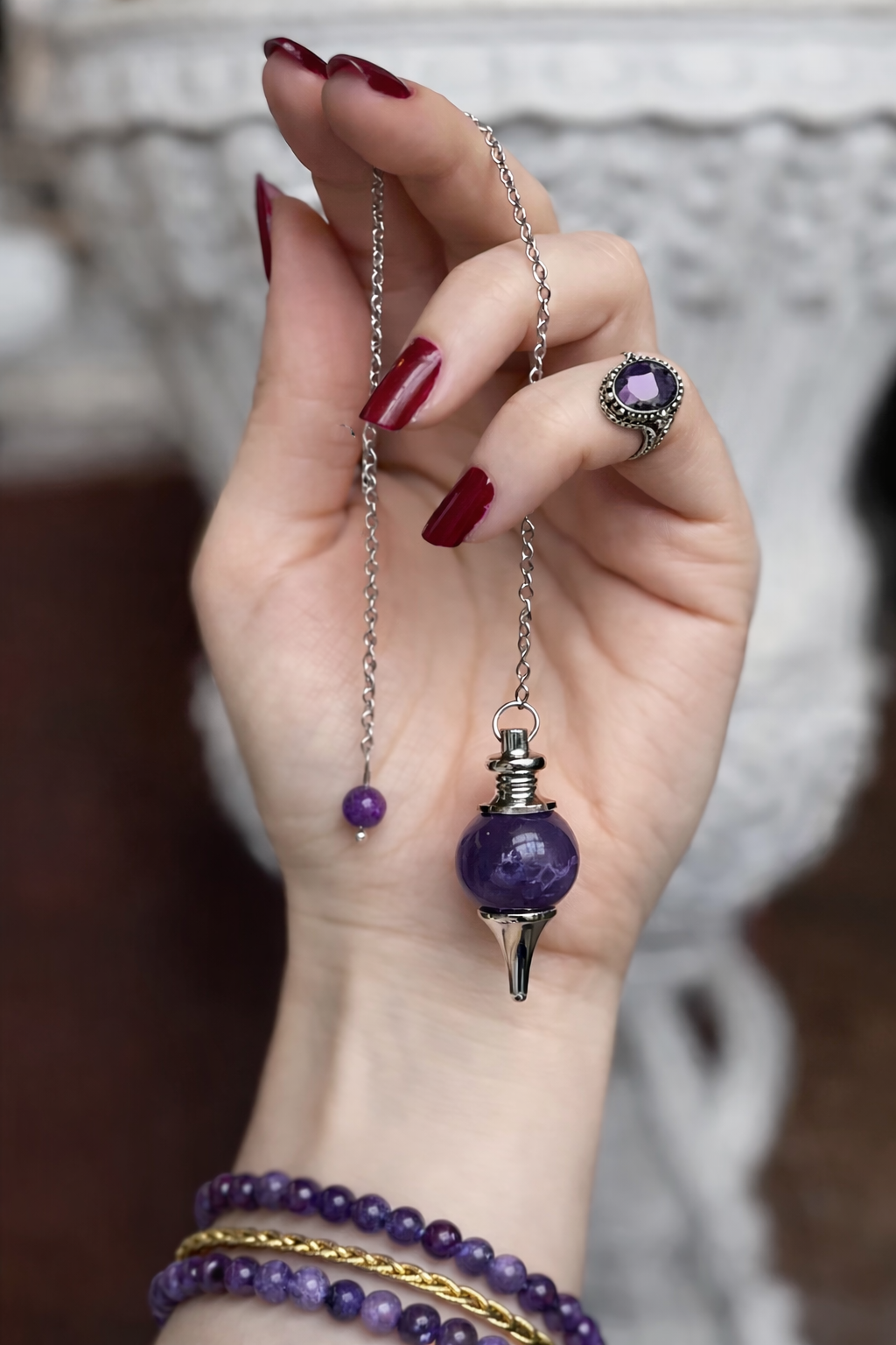 Pendule Améthyste Divination Intuition Spirituelle