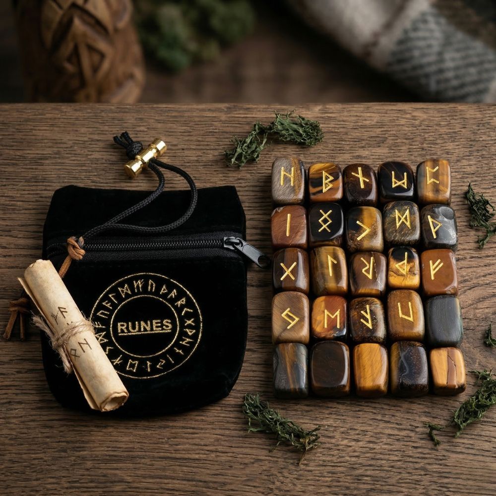 Runes Œil de Tigre | Jeu de Runes Divinatoires