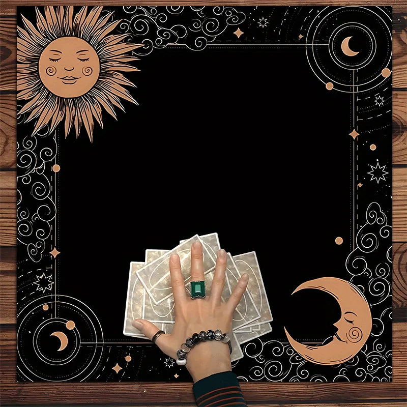 Tapis de Tirage Tarot Soleil & Lune | Divination & Lecture Intuitive