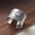 Bague Argent 925 Large Gravée Pierre Blanche