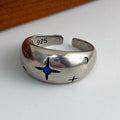 Bague Argent 925 Étoile Pierre Bleue Ajustable
