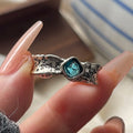 Bague Argent 925 Pierre Bleue Ajustable Vintage