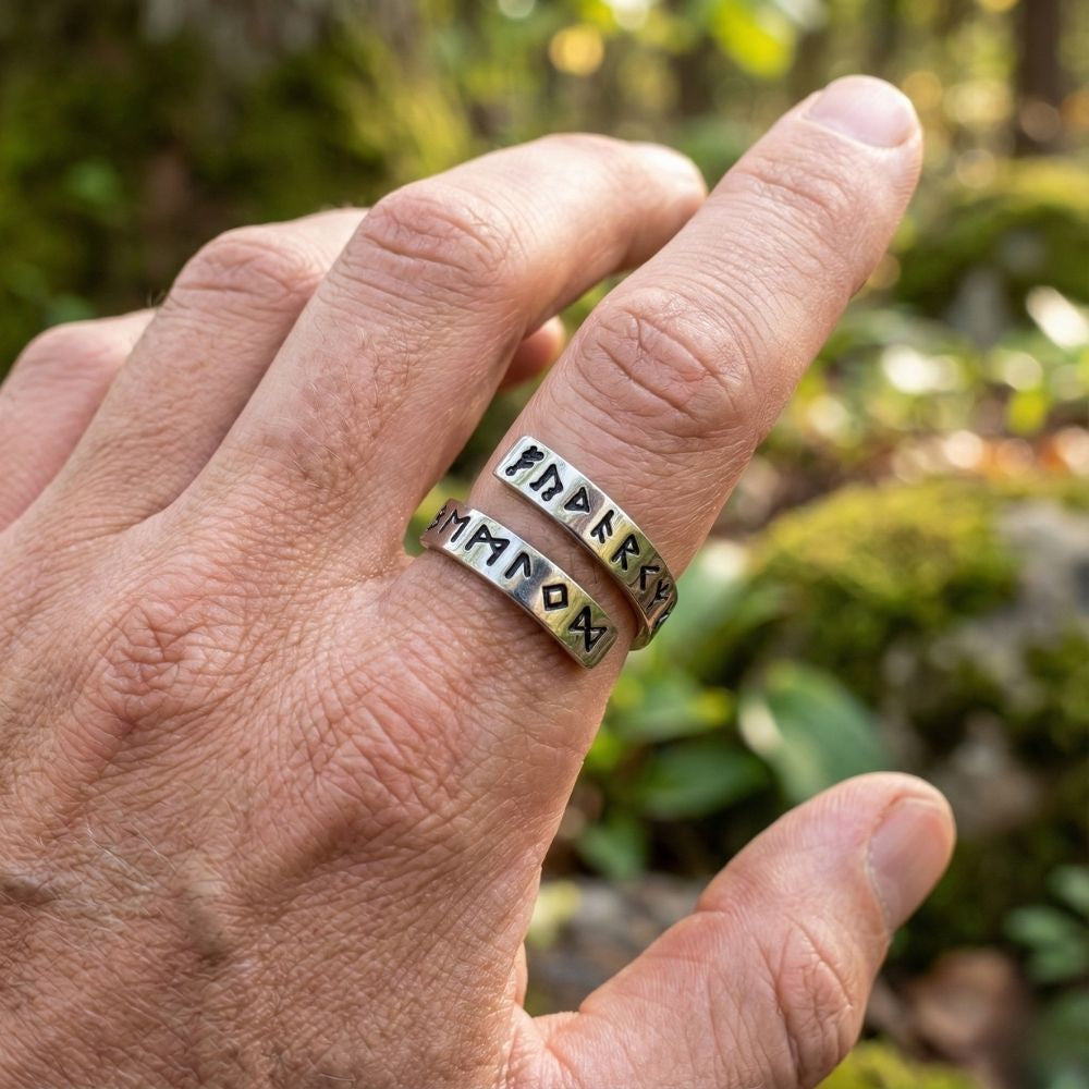 Bague Runique en Acier | Amulette de Protection