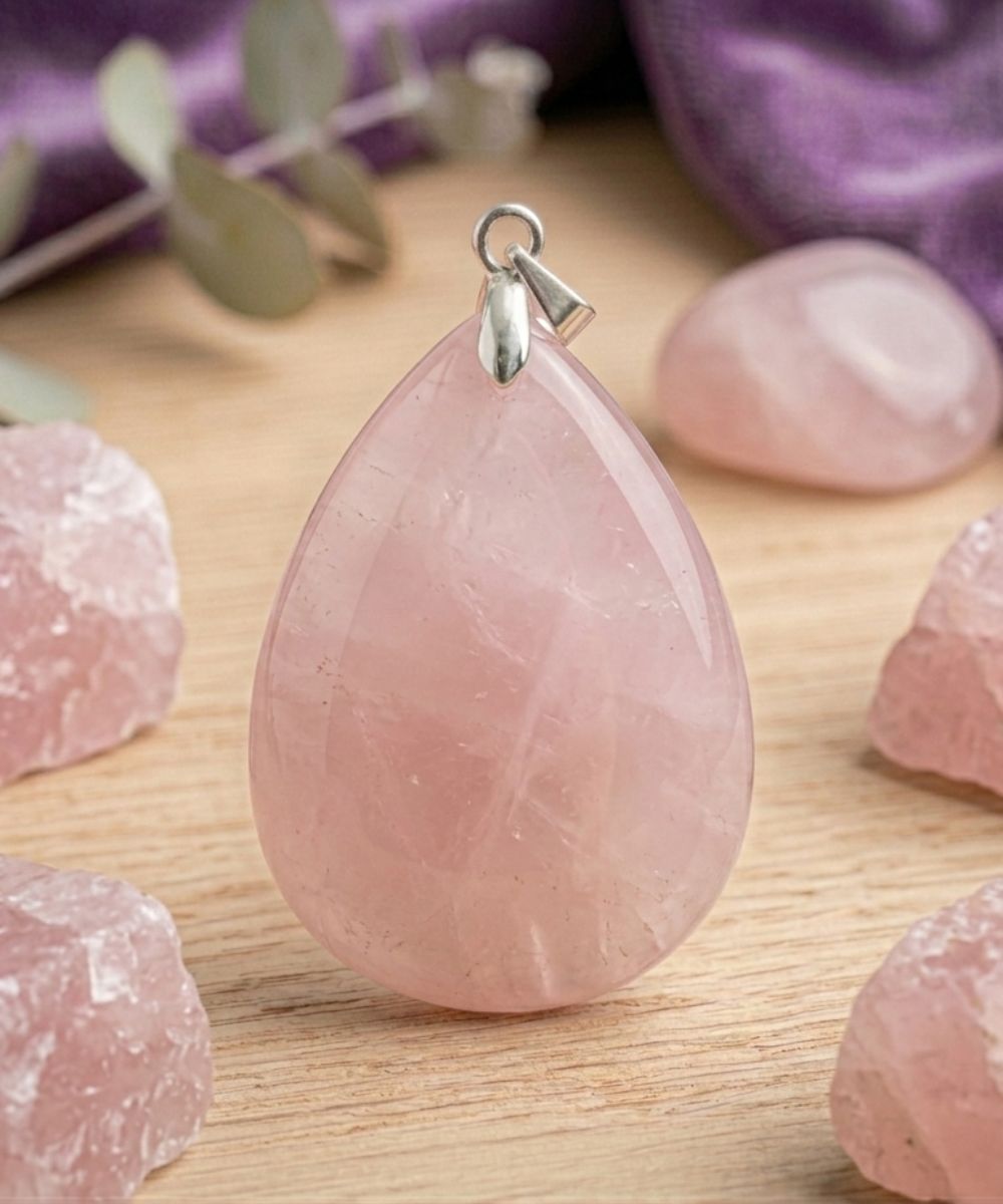 Pendentif Quartz Rose – Amour et Douceur — photo produit TheRitualist