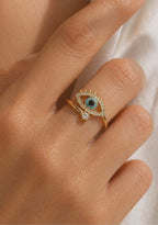 Bague Œil Protecteur Or & Zircon | Anti Mauvais Œil